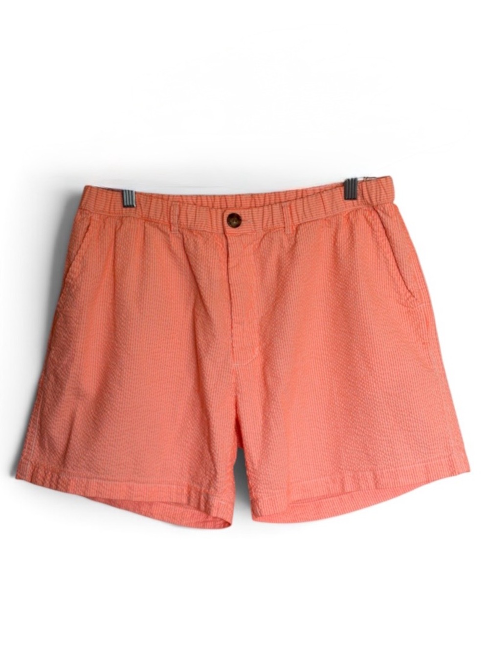 Chubbies ‘Early Era’ Men’s Seersucker Shorts Orange/White Stripe XL Made In USA